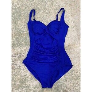 Embrace Your Curves by Miracle Brands One Piece Swimsuit Large Blue One Piece